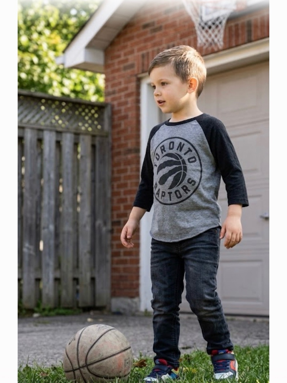 NBA Toronto Raptors Long Sleeve Tee Gray and Black
